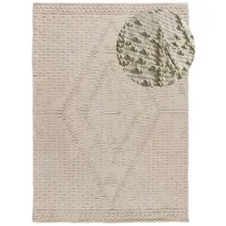 Atticgo Handwebteppich, Creme, Naturmaterialien, Ethno, Rechteckig, 120x170 cm, Global Recycled Standard (Grs), waschbar, antistatisch, für Fußbodenheizung geeignet, leicht zusammenrollbar, Teppiche & Böden, Teppiche, Naturteppiche