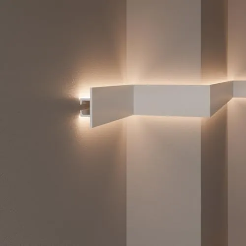 create luxury GRAND DECOR Veletta Rahmen für LED Streifen Decke und Wand - Länge 2 Meter Modular - aus HDPS (lackierbar - für doppelte indirekte Beleuchtung - KH907