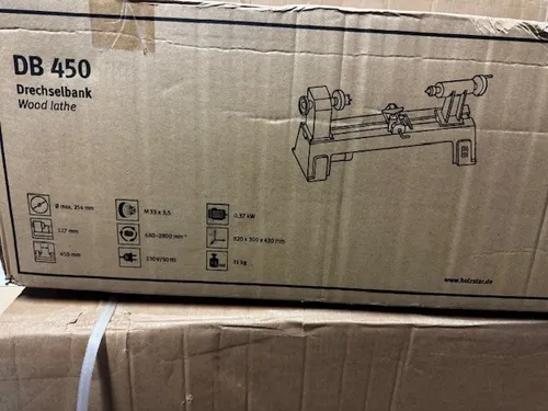 Holzstar Drechselbank Klein DB 450 - 230 V, max. Drehdurchmesser 254 mm, präzise und stabil für anspruchsvolle Drechselarbeiten