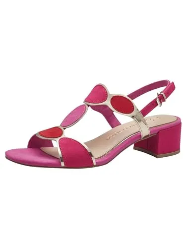 MARCO TOZZI Damen Sandalen mit Absatz - Vegan und Bequem in Rosa - Wanderschuhe mit softiger Feel me Sohle für wolkenähnlichen Tragekomfort und optimaler Passform. Vegan und elegant mit trendigem Blockabsatz für stilvolle Auftritte.