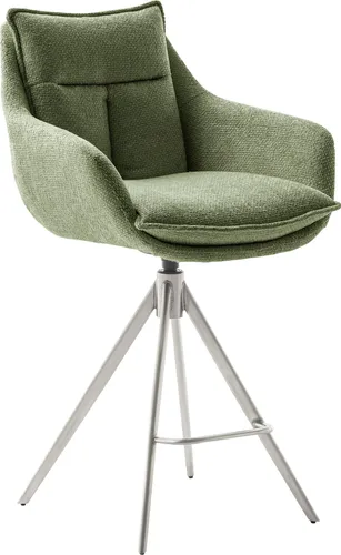 MCA FURNITURE Parker Tresenstuhl mit Armlehnen, grün - Barmöbel mit modernem Design und 360° drehbarer Sitzfläche für optimalen Komfort. Der stabile Edelstahlrahmen ist bis 120 kg belastbar und ideal für den täglichen Gebrauch.