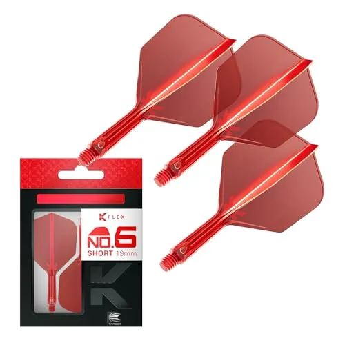Target Darts K Flex Integrated Dart Flights and Shafts, Nr.6 Rot (Short) | 3er Pack K-Flex - No6, Kflex All In One Moulded Dart Flight & Stem | Professionelles Dart Zubehör