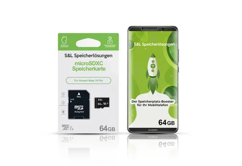 Tec-Expert microSD Karte S&L für Huawei Mate 10 Pro Speicherkarte (64 GB, Class 10, microSDXC)