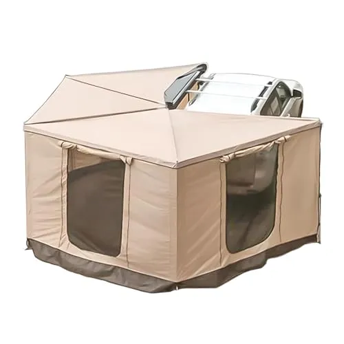 270 Markise Khaki oder Grau - Automarkise mit Vorzelt, 200x200cm oder 250x200cm, wasserundurchlässig und für jede Saison geeignet