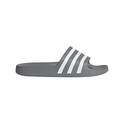 adidas Badeschuhe Adilette Aqua 3-Streifen (Cloudfoam-Fußbett, EVA-Riemen) grau/weiss - 1 Paar, Größe Euro (US): 44,5 (10)