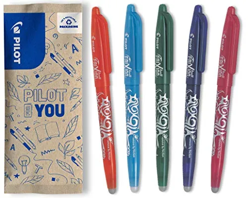 PILOT FriXion Ball 0.7 Set – 5 Stück: Orange/Grün/Pink/Violett/Hellbl – Radierbare Tintenroller 0,4mm Strichstärke, angenehme Schreibführung beim Schreiben, thermosensitive Tinte, austauschbare Mine