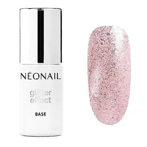 NEONAIL Nagellack, semi-permanent, Base Coat, 7,2 ml, UV-Gel-Lack, semi-permanent, Glitzer-Effekt, Basis, Rosa, Twinkle, Basislack, UV-Gel, Nail Art