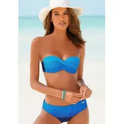 LASCANA Bügel-Bandeau-Bikini für Damen, Gr. 34, Cup C, blau - Schicker Bügel-Bandeau-Bikini mit abnehmbaren Trägern und seitlichen Stäbchen für optimalen Halt. Ideal für stilbewusste Frauen, die Komfort und Design lieben.