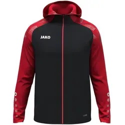 JAKO Kapuzenjacke Sonic (schwarz/rot) Herren 4XL - Moderne Kapuzenjacke mit dynamischem Design und funktionalen Details. Der weiche Micro-Fleece-Innenstoff sorgt für hohen Tragekomfort. Ideal für Training und Freizeit mit praktischen Reißverschlusstaschen.