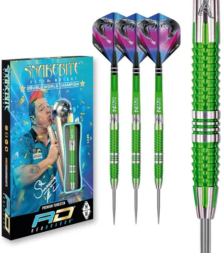 RED DRAGON Peter Wright Snakebite Mamba 2 - 24g Tungsten Darts Set - Set mit 3 hochwertigen 24g Dartpfeilen aus 90% Tungsten, inklusive NitroTech Schäften und Snakebite Flights für präzise Würfe und ein außergewöhnliches Design.