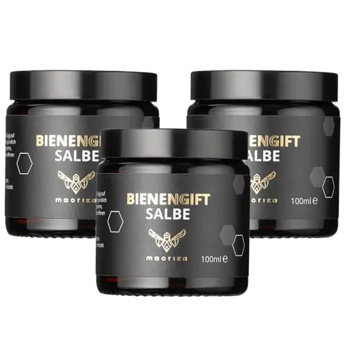 Maorika Bienengiftsalbe mit Manukaöl - Kühlende Creme im 3x 100ml Sparpaket - Erleben Sie die kühlende Wirkung der Maorika Bienengiftsalbe mit Manukaöl und Eukalyptus. Ideal für die tägliche Pflege beanspruchter Hautpartien, zieht schnell ein und sorgt für ein frisches Hautgefühl.