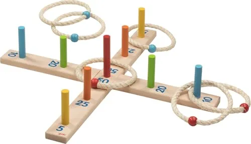 Goki Ringwurfspiel - Holzspielzeug für Kinder - Klassisches Ringwurfspiel aus Holz, fördert Motorik und Koordination. Ideal für Kinder ab 3 Jahren, sorgt für Spielspaß im Freien und drinnen.