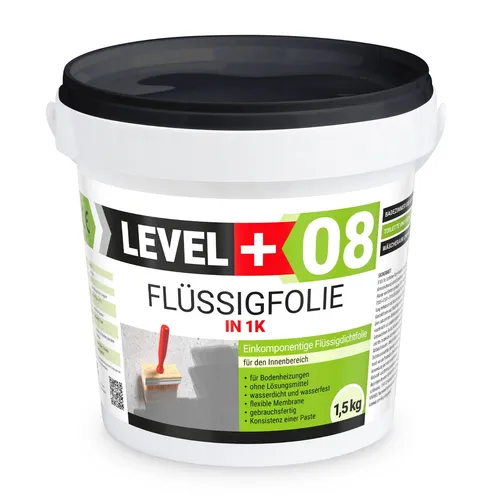 Flüssigfolie 1,5 Kg Level+ Abdichtung Bad Dusche Wasserdicht für Innen RM08