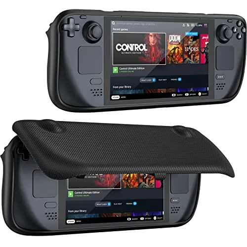 ProCase Hülle für Steam Deck Tragbar, Flip Cover Kompatibel mit 7 Zoll Valve Leicht Case Schutzhülle Magnetisch Abnehmbare Frontabdeckung Skin 2021 Steam Deck Zubehör für Unterweg-Schwarz