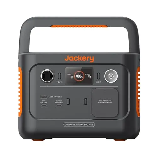 Jackery Explorer 300 Plus - Tragbare Power Station mit 288Wh - Innovative Powerstation mit LiFePO4 Akku, 300W Ausgang und schneller Aufladung in nur 2 Stunden. Ideal für Camping und Notfälle.