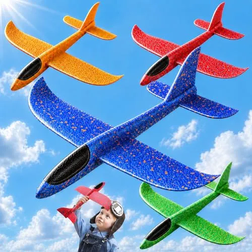 PATRICHOR Styropor Flugzeuge - 4 Stück Wurfgleiter für Kinder - Kreatives Spielzeug für Kinder ab 3 Jahren: Die leichten Styroporflieger sind aus hochwertigem Material gefertigt und fördern die Motorik. Einfach zu montieren, ideal für Outdoor-Aktivitäten und gemeinsame Familienzeit.