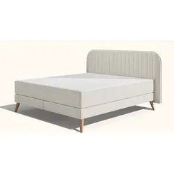 Emma Original Elite Boxspringbett – Beige - 160x200cm - Kopfteil Kissen - Holzfüße