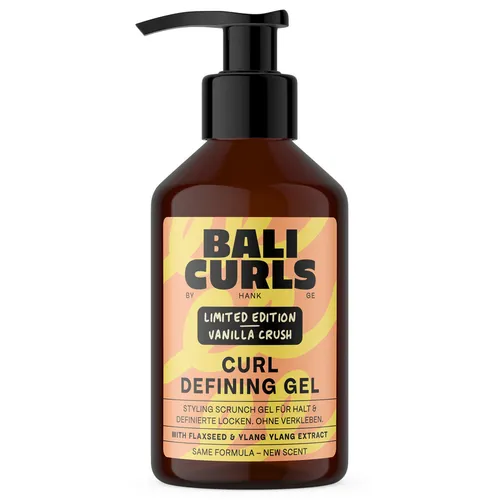 Bali Curls Defining Gel Limited Edition 150 ml - Veganes Styling-Gel für Locken mit intensiver Pflege und starkem Halt. Der cremige Vanille-Duft bringt das Sommergefühl Balis in dein Badezimmer. Ideal für alle Haartypen und Curly Girl Method konform.