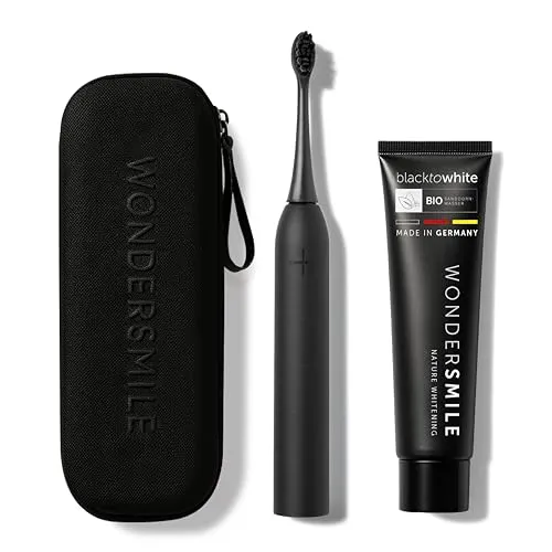 Wondersmile Schallzahnbürste Pro Travel Care Bundle - Elektrische Zahnbürste mit 40.000 Vibrationen pro Minute, inkl. Reiseetui & Zahnpasta für gesunde, helle Zähne und bis zu 60 Tage Akkulaufzeit.
