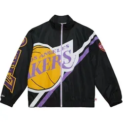 Los Angeles Lakers NBA Mitchell & Ness Exploded Logo Warm Up Jacke Schwarz-M - Stylische Unisex Jacke in Teamfarben der Los Angeles Lakers, Größe M, aus 100% Polyester für optimalen Tragekomfort. Perfekt für Fans und sportliche Anlässe!