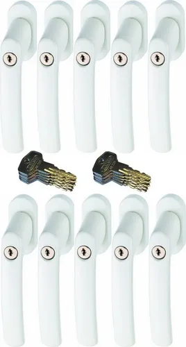 ABUS FG200 Fenstergriff - Weiß, Braun, Silber, 10er Set - Fenstersicherungen mit Kindersicherung, abschließbar für maximale Sicherheit. Ideal für Eltern, um den Zugang von Kindern zu kontrollieren und Einbrüche zu verhindern.
