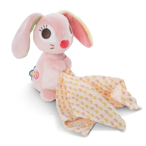 NICI Schmusetier 3D Hase Hopsali mit Schmusetuch – 13 cm Kuscheltier für Babys - Süßes 3D Häschen mit integriertem Mulltuch für extra Komfort. Ideal für die Erstausstattung von Babys und fördert die Sinneswahrnehmung. Ein perfektes Geschenk zur Geburt oder Taufe!