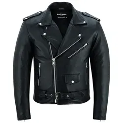 Bohmberg Herrenlederjacke aus Vollnarbenleder - Zeitloser Biker-Look in XXL - Funktionsjacken aus hochwertigem Rindsleder mit robusten YKK-Reißverschlüssen, Schulter- und Ellbogenprotektorentaschen für optimalen Schutz und Langlebigkeit.