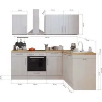 Respekta Anton Winkelküche Lärche Weiß 220 x 172 cm - Einbauküche im modernen Landhausstil mit ergonomischer Arbeitshöhe und Soft Close Funktion für sanftes Schließen der Schubladen und Türen.