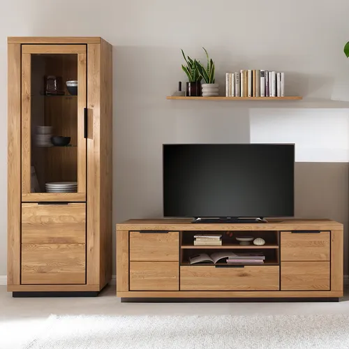 Wohnwand Eiche GIUSTINO-06 teilmassiv 3-teilig