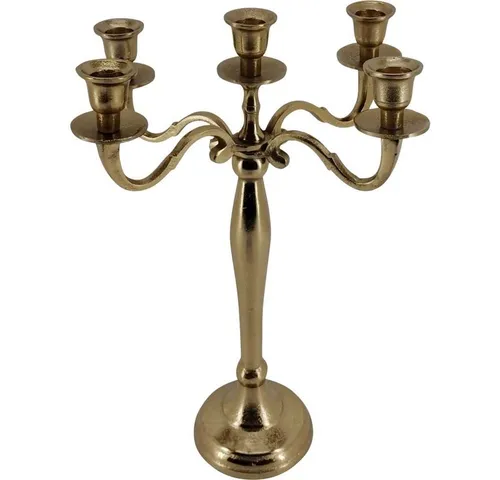 Lesli Living Kerzenständer Brush gold 40,5 cm 5-armig - Eleganter 5-armiger Kerzenhalter in gold mit 40,5 cm Höhe. Aus hochwertigem Aluminium, pflegeleicht und langlebig – ideal für stilvolle Lichtakzente in jedem Raum.