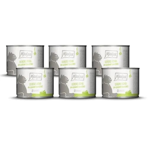 MjAMjAM - Premium Nassfutter für Katzen - leckeres Rind an gedämpftem Kürbis, 6er Pack (6 x 200 g), getreidefrei mit extra viel Fleisch