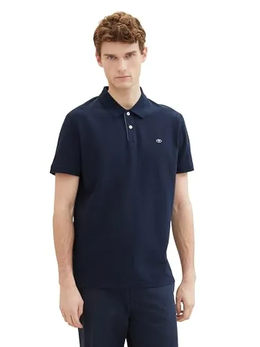 TOM TAILOR Herren Basic Piqué Poloshirt, 10668 - Sky Captain Blue, L