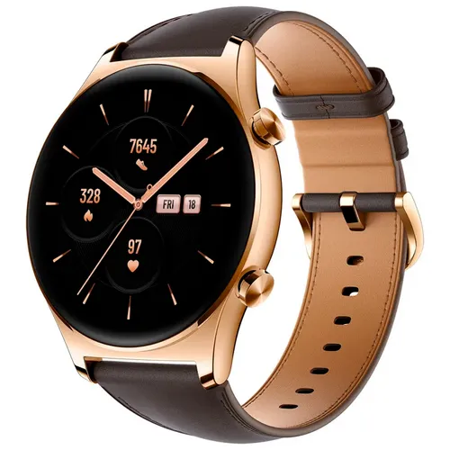 Huawei HONOR Watch GS 3 Classic Gold - Elegante Smartwatch mit GPS - Smartwatch mit 1,43" OLED-Display, 46mm Edelstahlgehäuse und GPS-Funktion. Ideal für Fitness-Tracking und stilvolle Nutzung im Alltag.