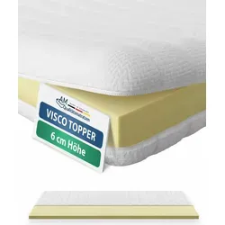 AM Qualitätsmatratzen Basic Visco Topper 100x200 cm – 6 cm hoch - Matratzenauflagen – Genießen Sie erholsamen Schlaf mit anschmiegsamem Viscoschaum, der sich perfekt an Ihren Körper anpasst und Allergikern zugutekommt.