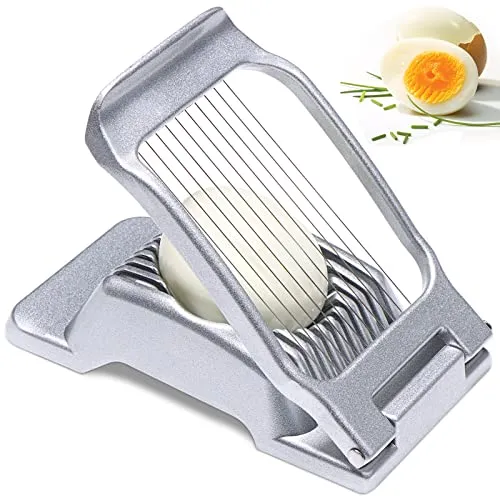 Sinnsally Eierschneider Edelstahl Spülmaschinenfest Eierteiler Kartoffelschneider Eierharfe Erdbeerschneider Eieraufschläger Mozzarella Schneider Metall Eierpiekser Eierschüttler Egg Slicer(Silber)