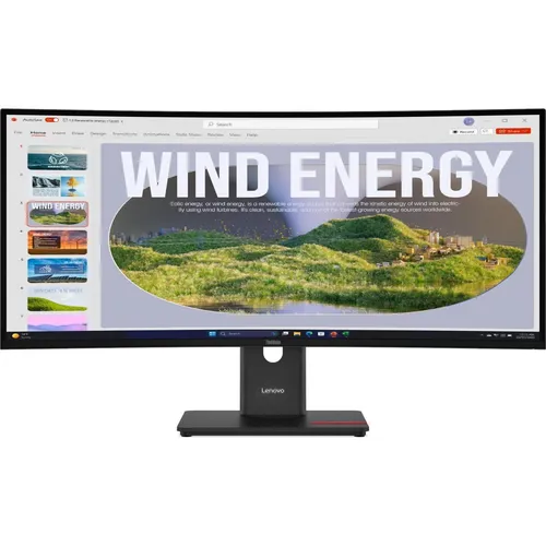 Lenovo ThinkVision T34WD-40 34" Curved Monitor - Ultrawide 34" Monitor mit 3440x1440 Auflösung und 120Hz für beeindruckende Bildqualität. Integrierte Webcam und USB-C Hub für vielseitige Konnektivität und effizientes Arbeiten.