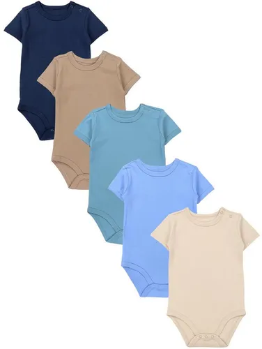 TupTam Kurzarmbody für Jungen - 5er Pack in Unifarben - Shirtbodies aus hautfreundlicher Baumwolle, perfekt für warme Tage und als Unterwäsche. Praktische Druckknöpfe erleichtern das An- und Ausziehen. Ein Must-Have für jede Baby-Garderobe!