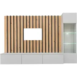 Wohnwand Verti Hellgrau/Eiche Artisan - Moderne Wohnwand in Hellgrau und Eiche Artisan, bietet stilvollen Stauraum und verleiht Ihrem Wohnzimmer eine elegante Note.