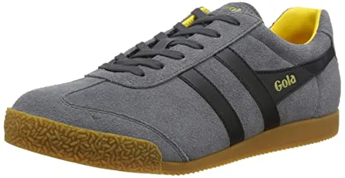 Gola Harrier Suede-Leder Herren Sneaker grau 45 EU - Stylische Herren Sneaker aus hochwertigem Suede-Leder in shadowgrau/schwarz/gelb, ideal für lässige Outfits und optimalen Tragekomfort.