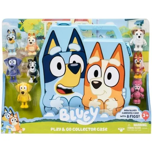 Bluey Ultimate Play & Go Collector Case - Offizielles Spielset mit 8 Figuren aus der Bluey-Serie, ideal für kreative Abenteuer und Rollenspiele. Perfekt für Kinder ab 3 Jahren!