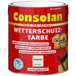 Consolan Wetterschutz-Farbe 2,5 L kieselweiss - Holzschutzfarbe für den Außenbereich, bietet langanhaltenden Wetterschutz und schützt Holz vor schädlichen Witterungseinflüssen.