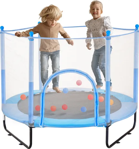 VEVOR Kindertrampolin mit Sicherheitsnetz und Basketballkorb - Trampolin für Kleinkinder ab 3 Jahren, mit großer Sprungfläche und integriertem Basketballkorb für doppelten Spaß und mehr Bewegung im Freien.