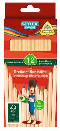 Dreikant Buntstifte Naturholz Farbstifte Malstifte 12