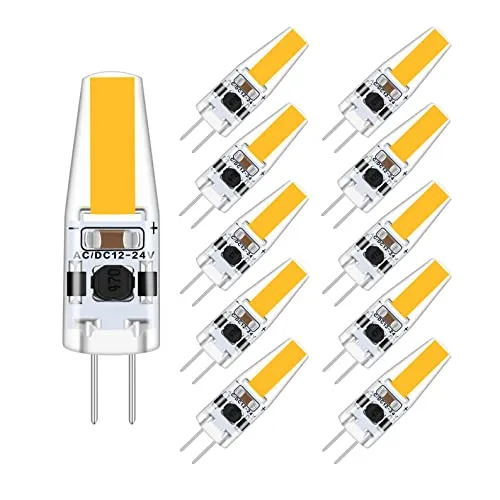 WYAANCCW G4 Led Warmweiss, 3W Dimmbar 12V Leuchtmittel,Replaces 20W Halogen Bulbs,AC/DC 12-24V LED Lampen,AC 12V G4 Led Stiftsocked,10er Pack