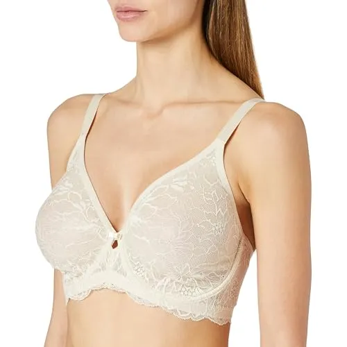 Triumph Amourette Charm W02 Damen-BH, Creamy Dream 85E - Funktionsunterwäsche mit verstellbaren, breiten Trägern und elegantem Tüll-Design für optimalen Tragekomfort und Stil.