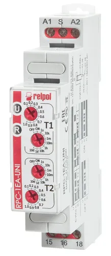 Zeitrelais RP - 1 Kontakt Ausschaltverzögerung 12V - 240V AC/DC - Zeitrelais für Hutschiene, ideal für industrielle Anwendungen mit Ausschaltverzögerung und hoher Beständigkeit gegen Rost und Stöße.