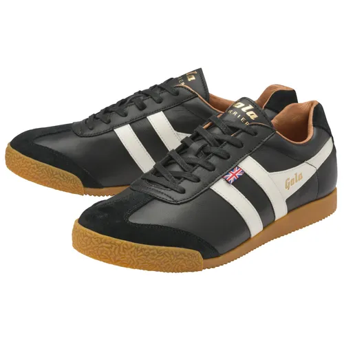 Gola Sneaker Harrier Elite 2 - Made in England - schwarz/weiß Herren Größe 43 (10) - Sneaker aus hochwertigem Leder, gefertigt in England. Der zeitlose Harrier Elite 2 vereint klassischen Stil mit rutschfester Sohle, perfekt für Freizeit und Business.