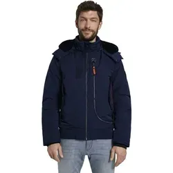 TOM TAILOR Herren Winterjacke mit Kapuze - Blauer Padded Blouson - Größe M - Stylische TOM TAILOR Herren Winterjacke mit Kapuze, wasserabweisend und praktisch mit Pattentaschen. Ideal für kalte Tage, bietet Komfort und modernen Look.