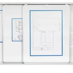 Schiebetafel mit Whiteboard BxHxT 1200x1500mm weiß incl. Rollen