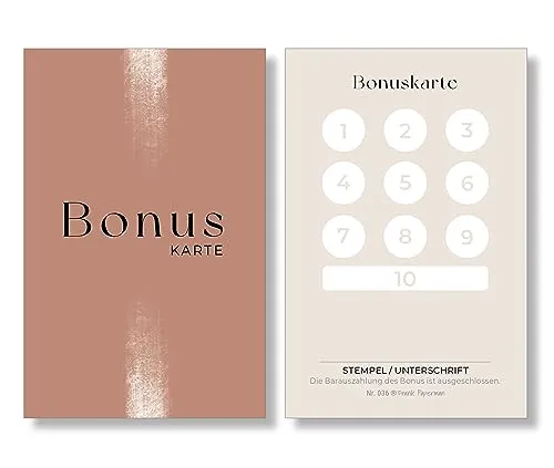 Frank Paperman® | 125x Bonuskarte Salon und Studio | 10er Beauty Treuekarten zum Abstempeln | rosa Stempelkarten | Belohnungskarten für Kunden | loyalty card